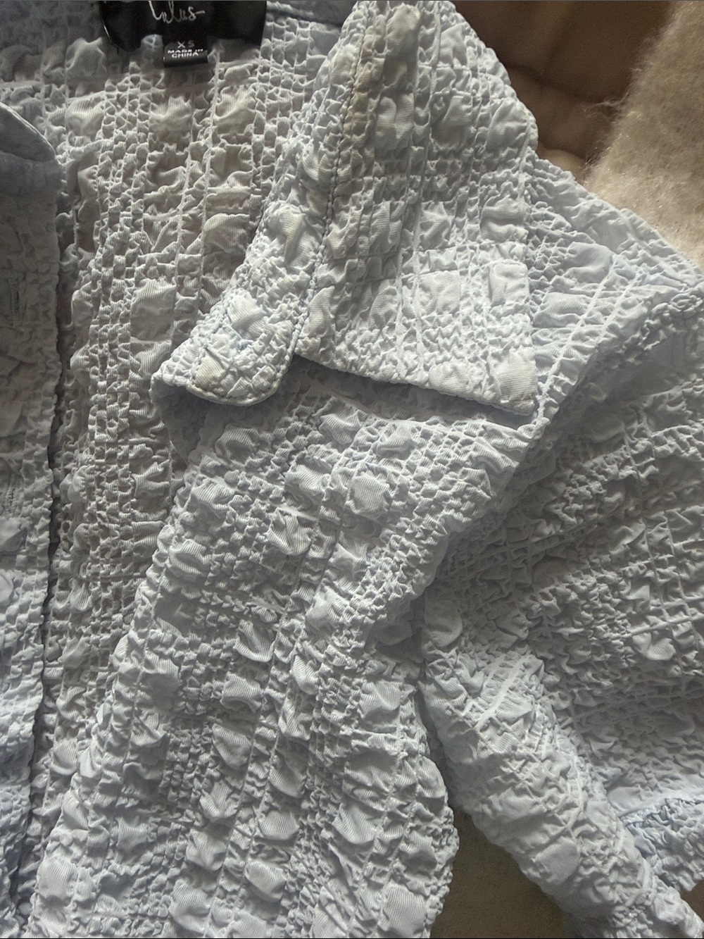 Lulu's Light Blue Textured Ruffle Button-Front Top - Picture 3 of 3